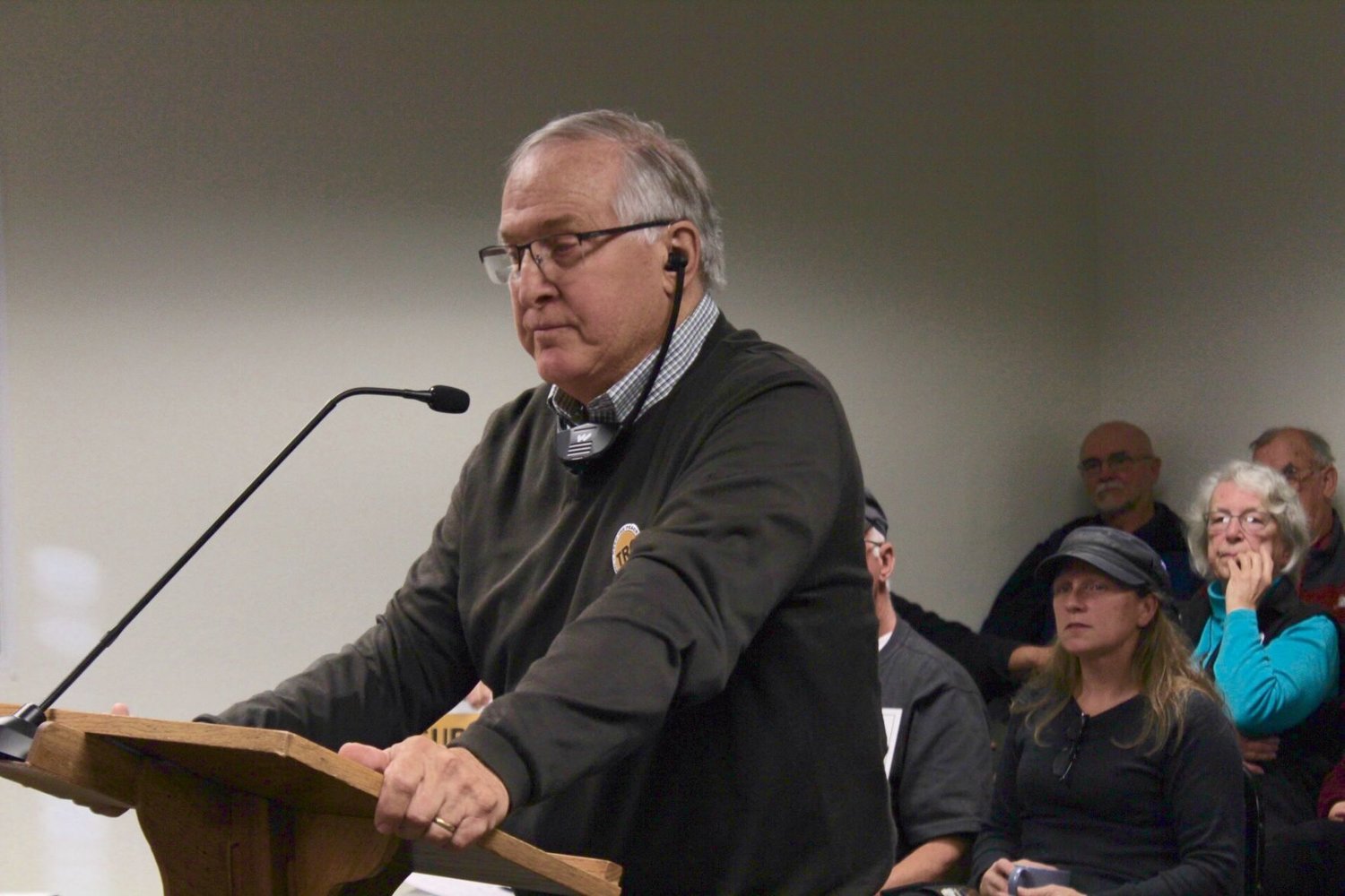 Peter Newland, board president of the Tarboo Ridge Coalition, spoke during the public comment section of the county commissioners meeting Oct. 15. 