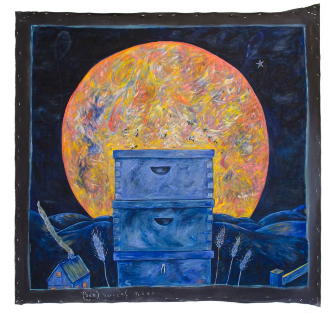 Suzanne Lamon’s “Bee Moon,” 2014, 5’ x 5’, will be part of the “Palouse to the Peninsula” exhibit at the Jefferson Museum of Art &amp; History.