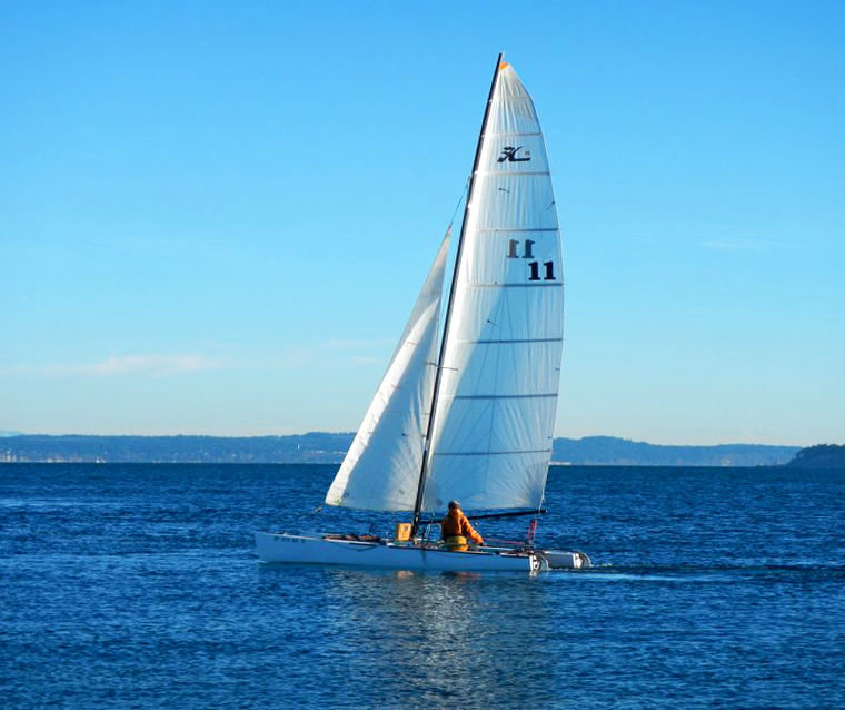 Piper Dunlap and Norton Smith, aka Team Hexagram 59, are racing Ketchikat, a Hobie 20, from PT to Ketchikan, Alaska, in the Northwest Maritime Center–sponsored Race to Alaska, beginning June 4. Submitted photo