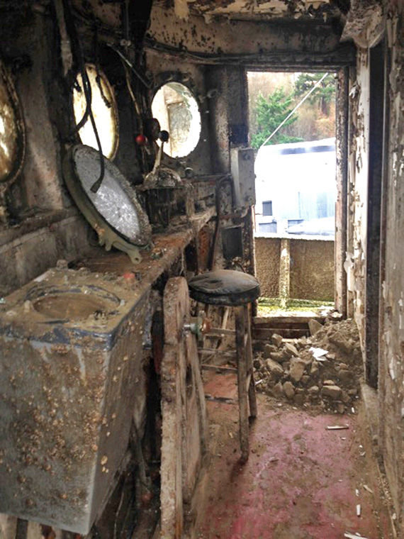 Don't ask to climb aboard, because the Western Flyer is off-limits to visitors while at the Port of Port Townsend Boatyard. Here is a look inside the cabin. Photo by Mark Stout