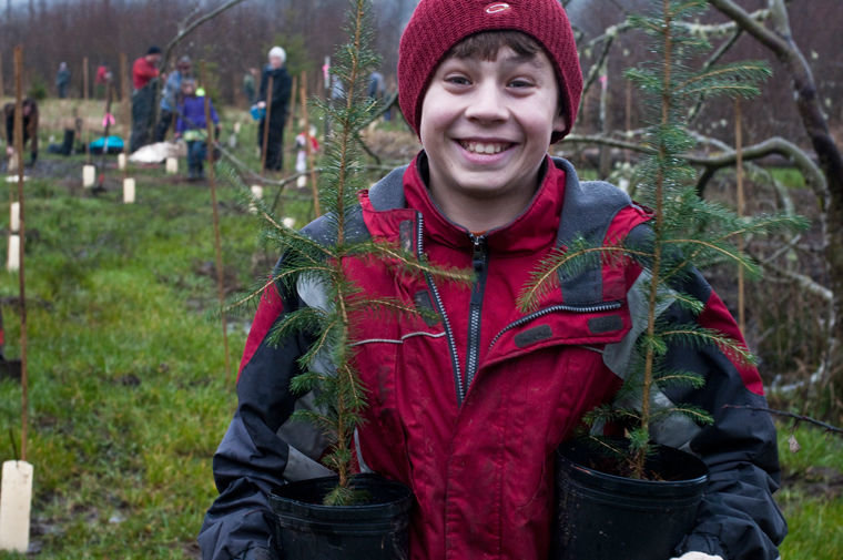 Many of the young people involved have participated in multiple plant-a-thons. Ari Pape Uphoff, now a Chimacum High School Pi Program student, is pictured at the event in 2011.