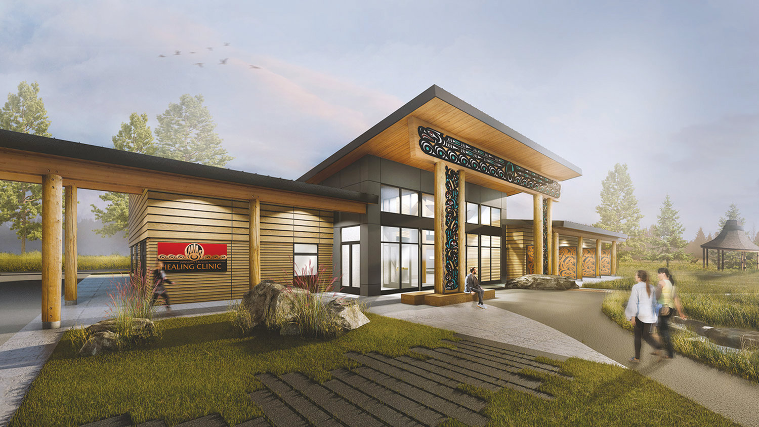 An artist’s rendering of the proposed Healing Campus shows a building that will offer a holistic approach to substance abuse disorder treatment.