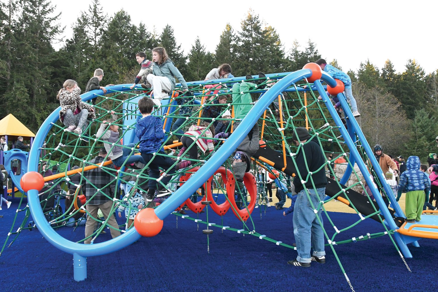 The play space was designed to provide a wide range of structures that youth of all abilities can interact with.