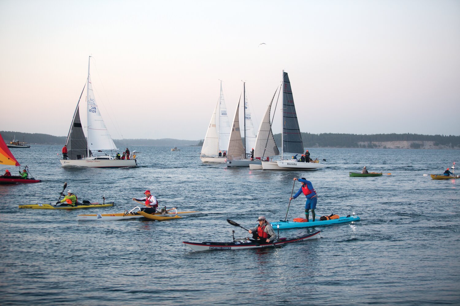 Sailors and rowers and paddlers left Port Townsend Bay early Monday morning on their quest for adventure and glory.